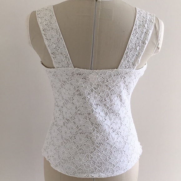 Cute white floral lace ribbon tie v tank - large - Picture 4 of 6